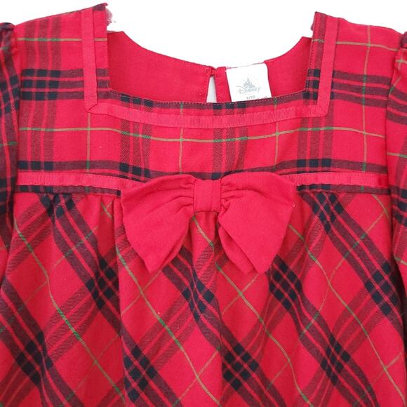 Disney Flannel Pajama Nightgown Sz 9/10 Girl Red Black Plaid Minnie Mouse Japan - Picture 5 of 5